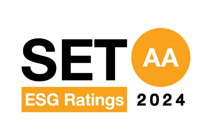 ได้รับการประเมินรางวัลหุ้นยั่งยืน (SET ESG Rating) ประจำปี 2567 ที่ระดับ AA