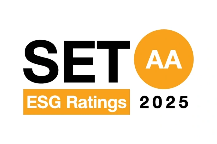 ได้รับการประเมินรางวัลหุ้นยั่งยืน (SET ESG Rating) ประจำปี 2568 ที่ระดับ AA